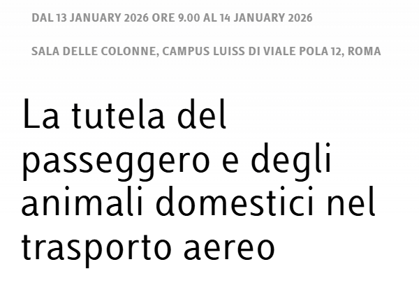 La tutela del passeggero e degli animali domestici nel trasporto aereo